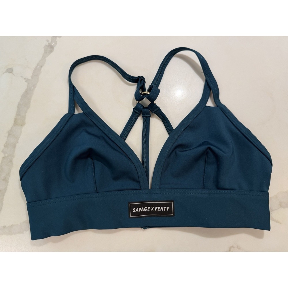 Savage X Fenty Spotlight Low-Impact Sports Bra Blue Size 4-6 Racerback